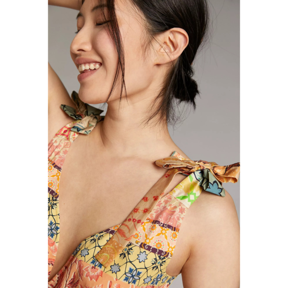 New Anthropologie Rosalinda Patchwork Maxi Dress Size XS $228 - Picture 5 of 5